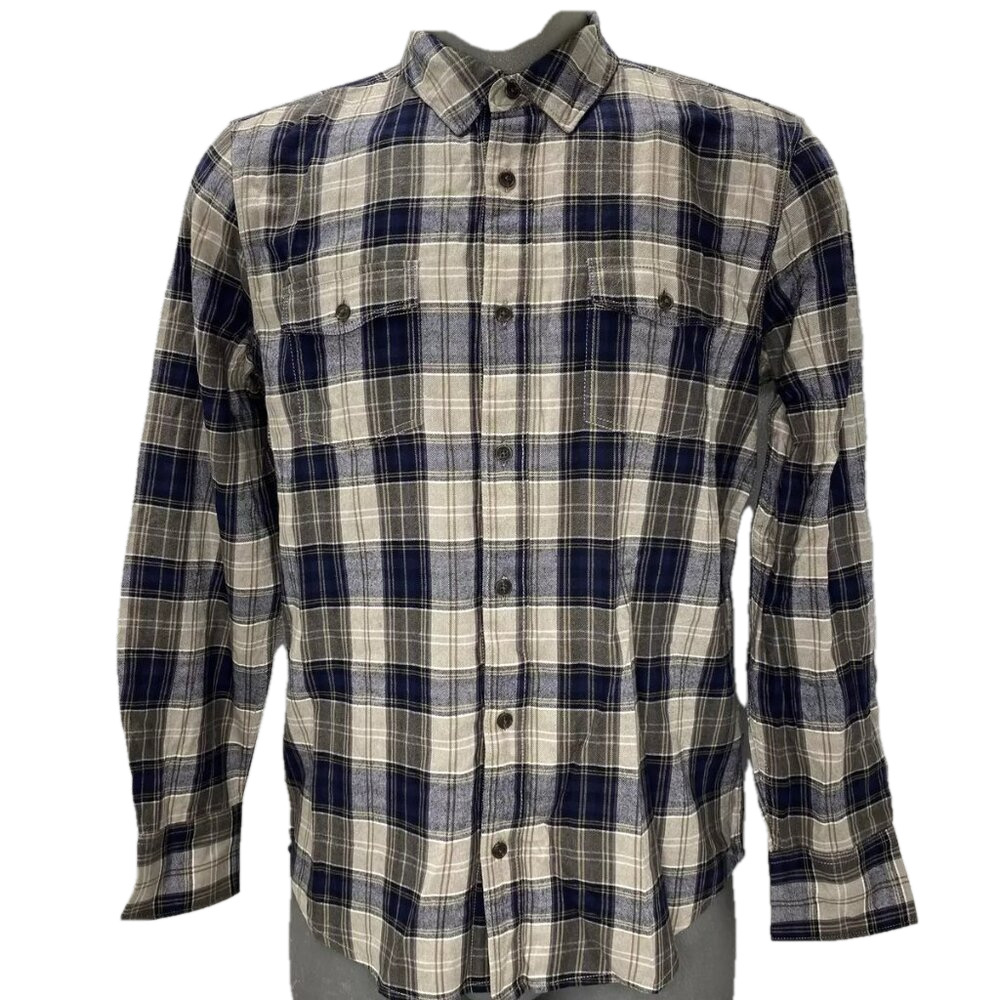 NEW PAIGE Mens Shirt Blue/Gray Size M Everett Plaid Flannel Blackberry Storm